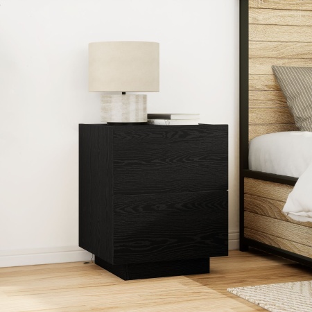 noptieră cu lumini LED Stejar negru 45x40x55 cm