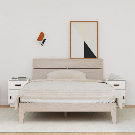 Noptiere, 2 buc., alb, 40x34x55 cm, lemn masiv de pin