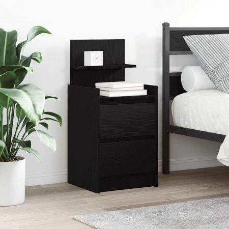 Noptiere cu 2 sertare 2 buc Negru 38x34x80 cm