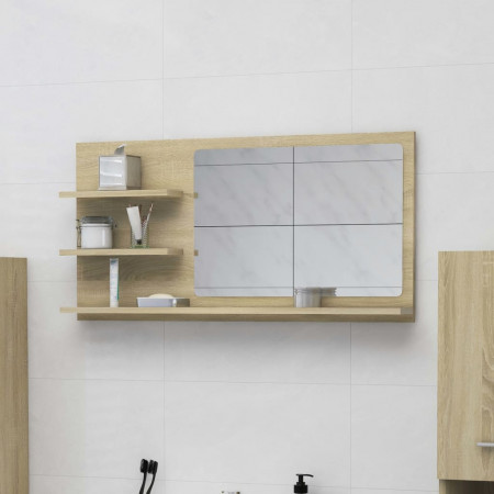 Oglindă de baie, stejar Sonoma, 90 x 10,5 x 45 cm, PAL