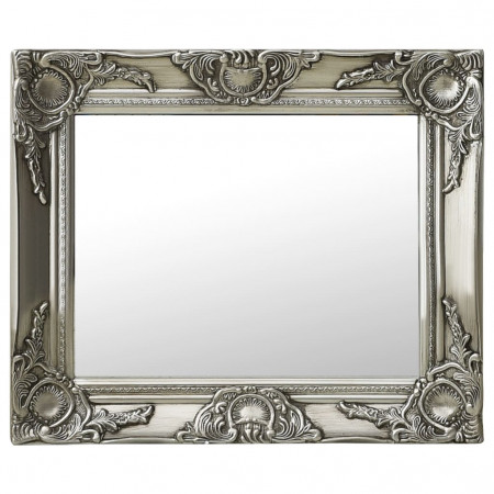 Oglindă de perete în stil baroc, argintiu, 50 x 40 cm
