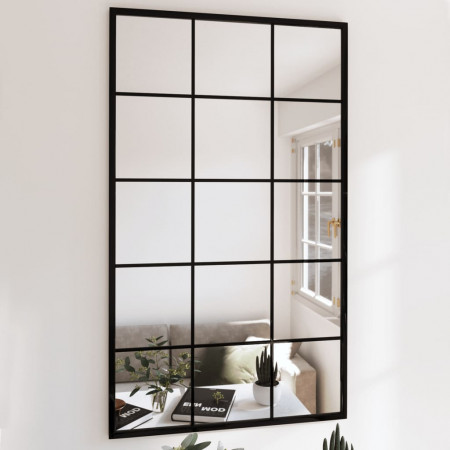 Oglindă de perete, negru, 100x60 cm, metal