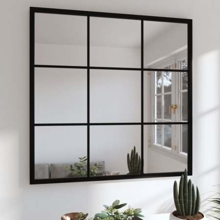 Oglindă de perete, negru, 60x60 cm, metal - Img 1