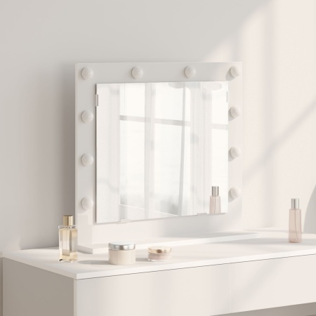 Oglindă de toaletă cu lumini LED Alb 60x55x18 cm