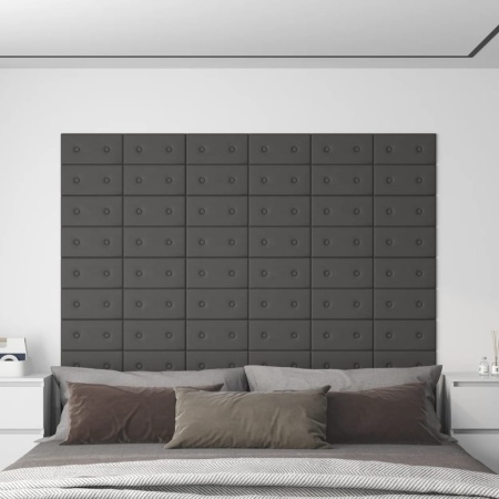 Panouri de perete 12 buc. gri, 30x15 cm piele ecologică 0,54 m²