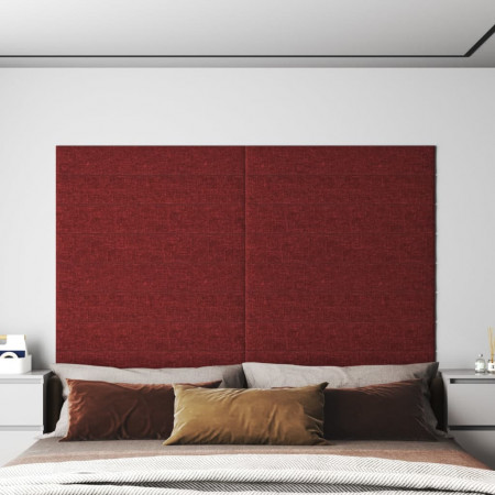 Panouri de perete 12 buc. roșu vin 90x15 cm textil 1,62 m² - Img 1