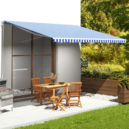 Pânză de rezervă copertină, albastru și alb, 5x3,5 m