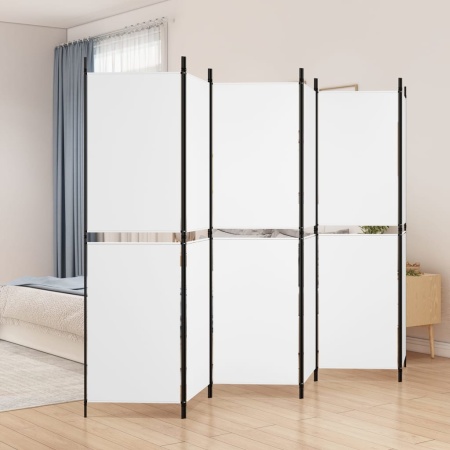 Paravan cameră cu 6 panouri, alb, 300 x 180 cm, textil