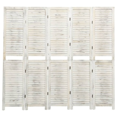 Paravan de cameră cu 5 panouri alb antichizat 178,5x166 cm lemn