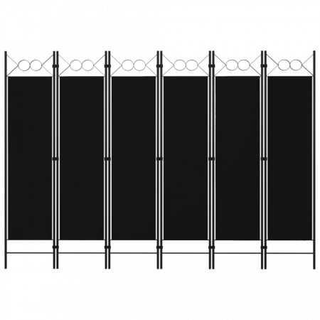 Paravan de cameră cu 6 panouri, negru, 240 x 180 cm - Img 1