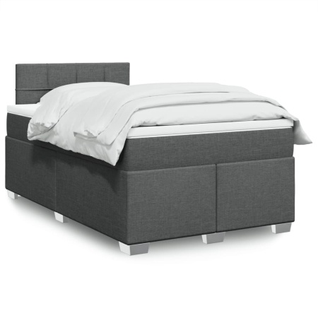 Pat box spring cu saltea, gri închis, 120x190 cm, textil - Img 1