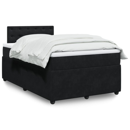 Pat box spring cu saltea, negru, 120x200 cm, catifea