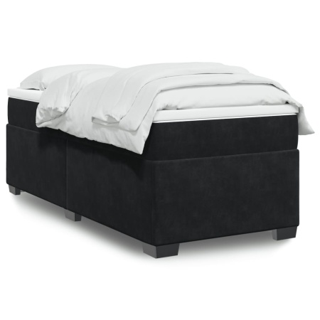 Pat box spring cu saltea, negru, 80x200 cm, catifea