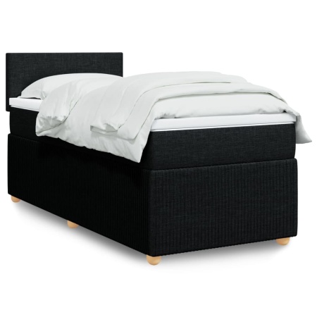Pat box spring cu saltea, negru, 90x190 cm, textil - Img 1