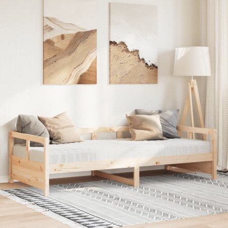 Pat de zi cu saltea, 90x200 cm, lemn masiv pin