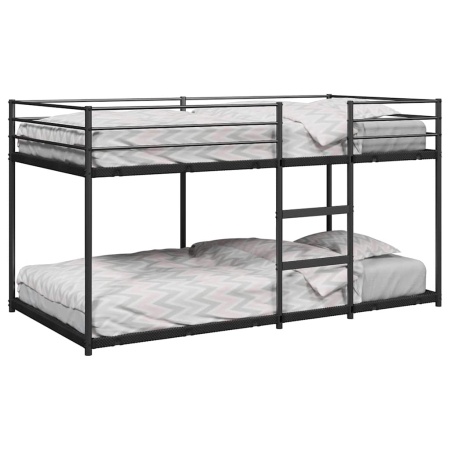 Pat supraetajat fără saltea negru 80x200 cm oțel