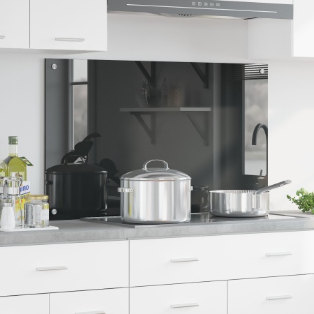 Placă de Backsplash pentru Bucătărie Gri Închis 100x60x0,6 cm din Sticlă Securizată