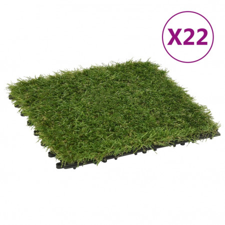 Plăci de iarbă artificială, 22 buc, verde, 30x30 cm - Img 1