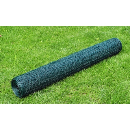 Plasă de sârmă găini, verde, 25 x 0,75 m, cu înveliș PVC