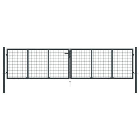 Poartă de grădină din plasă, gri, 400 x 125 cm, oțel galvanizat