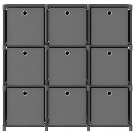 Raft 9 cuburi cu cutii, gri, 103x30x107,5 cm, material textil