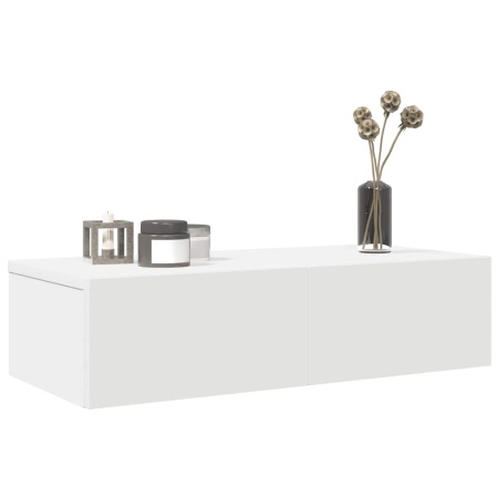 Raft de perete cu sertare, alb, 60x26,5x15 cm, lemn prelucrat