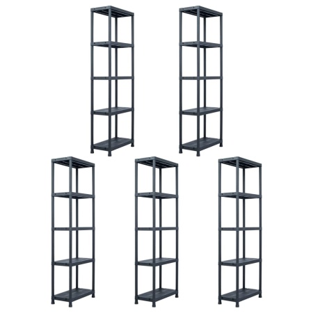 Rafturi de depozitare 5 buc. negru 60x30x180 cm plastic 125 kg