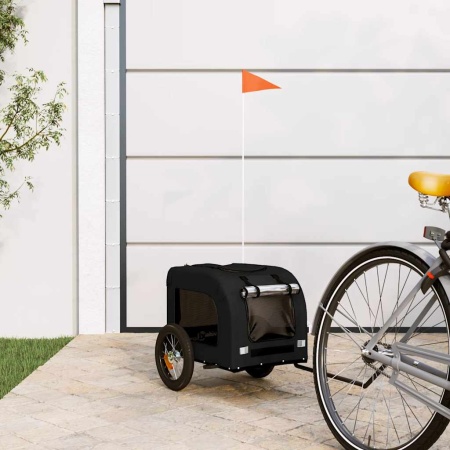 Remorcă bicicletă animale companie, negru, textil oxford/fier