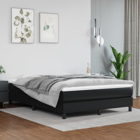 Saltea de pat cu arcuri, negru, 140x190x20 cm, piele ecologică