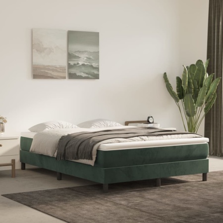 Saltea de pat cu arcuri, verde închis, 140x190x20 cm, catifea