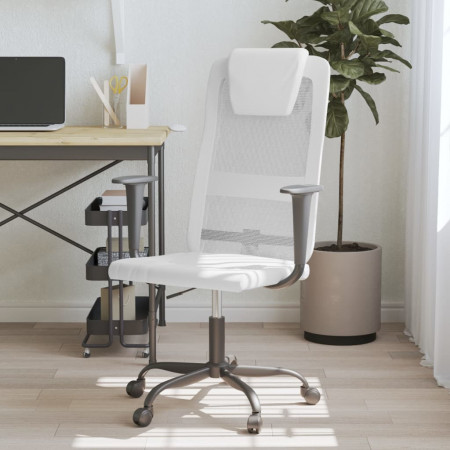 Scaun de birou, alb, plasă textilă și piele ecologică