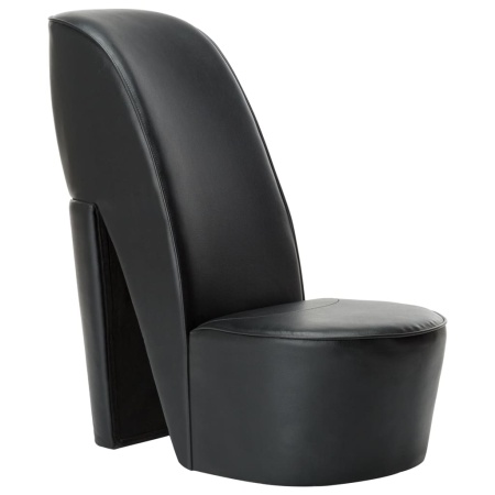 Scaun, design toc înalt, negru, piele ecologică - Img 1