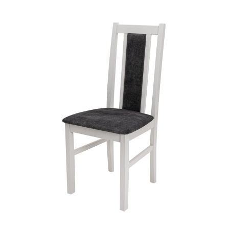 Scaun din lemn masiv de fag tapitat cu stofa s-38 boss14 b24b, alb