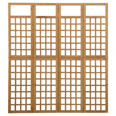 Separator cameră cu 4 panouri, 161x180 cm, nuiele lemn brad