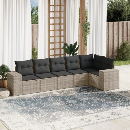 Set canapele de grădină cu perne, 6 piese gri deschis poliratan