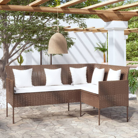 Set canapele de grădină, formă L, cu perne, maro, poliratan