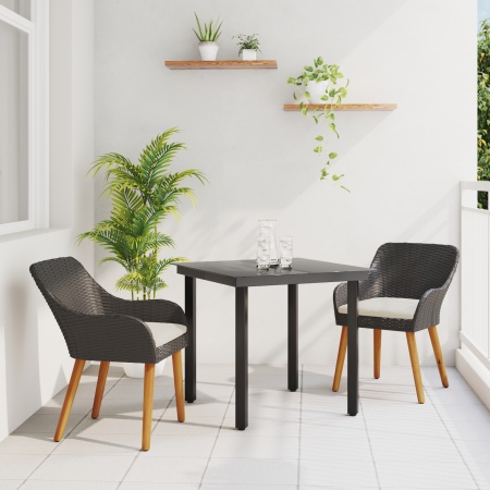Set de Dining pentru Grădină 3 Piese Negru din Poliratan