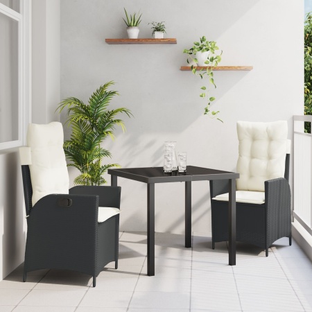 Set de dining pentru grădină de 3 piese cu perne bej din poliratan