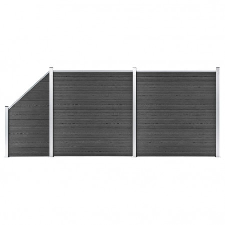 Set de panouri de gard, negru, 446x (105-186) cm, WPC