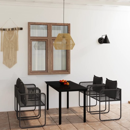 Set de servit masa pentru grădină, 5 piese, negru - Img 1