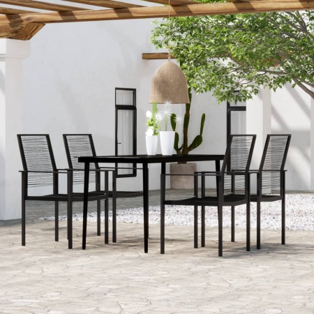 Set de servit masa pentru grădină, 5 piese, negru