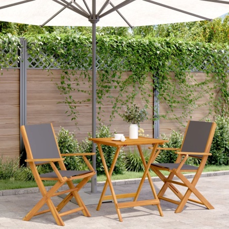 Set mobilier bistro, 3 piese, textil antracit/lemn masiv