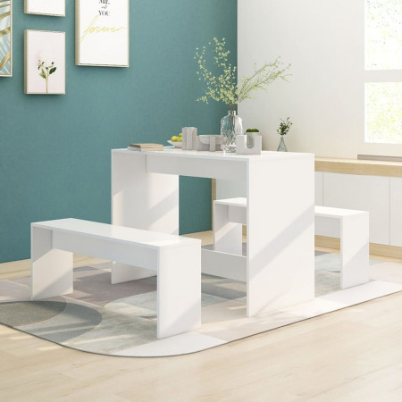 Set mobilier de bucătărie, 3 piese, alb, PAL - Img 1