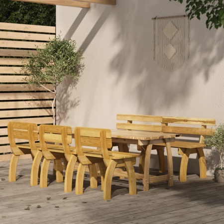 Set mobilier de exterior, 5 piese, lemn de pin tratat