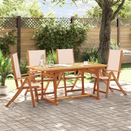 Set mobilier de grădină, 5 piese, lemn masiv acacia/textilenă