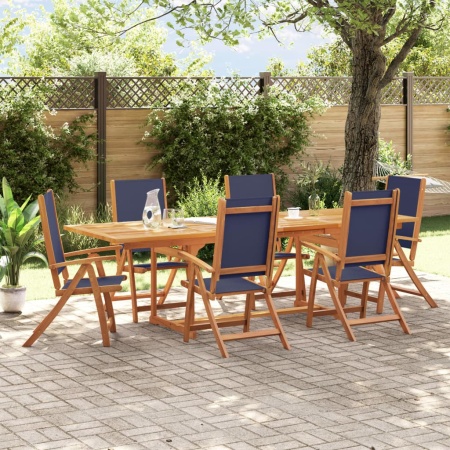 Set mobilier de grădină, 7 piese, lemn masiv acacia/textilenă