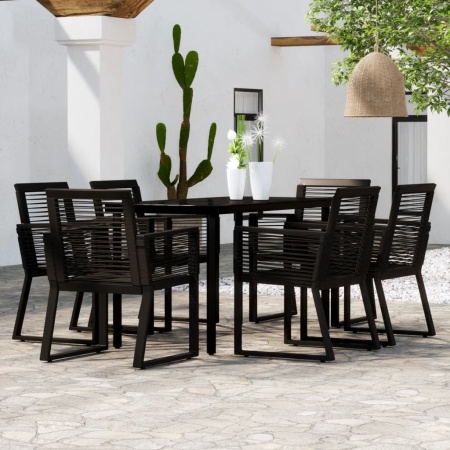 Set mobilier de grădină, 7 piese, negru