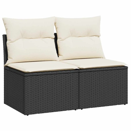 Set mobilier de grădină cu perne, 2 piese poliratan/lemn acacia