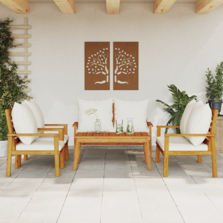 Set mobilier de grădină cu perne, 5 buc., lemn masiv acacia