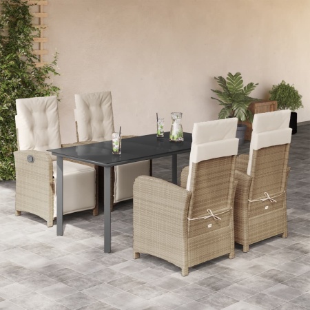 Set mobilier de grădină cu perne, 5 piese, bej, poliratan